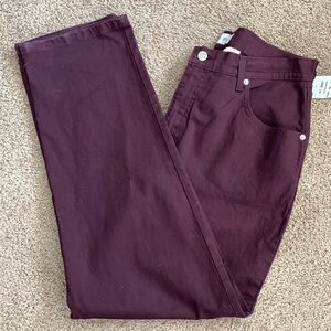 French Dressing Burgundy jeans, Size 14P, New with tags. Wide leg and high rise